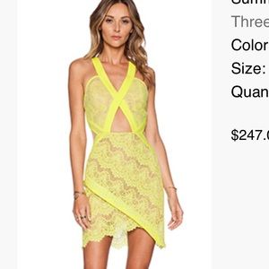 Three Floor Dress size US 8 neon yellow and nude